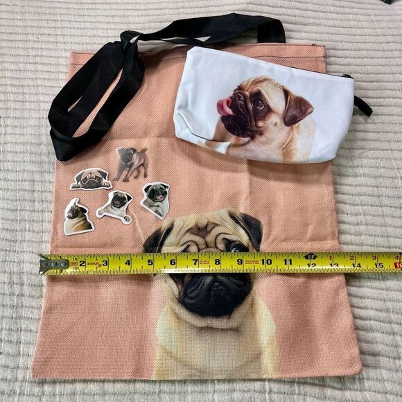 Pug Gift Set, Tote Bag, Make Up Bag  & Stickers Decals‎ Christmas Gift - Picture 5 of 6
